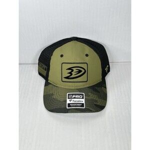 Fanatics Anaheim Ducks Military Salute Appreciation Trucker Hat Cap Olive OSFM